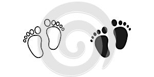 Baby feet icon flat style isolated on white background