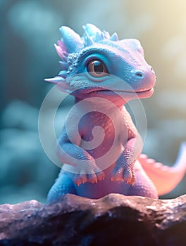 A baby female dragon with textured skin full body hyper realistic cinematic 8k magical dynamic.Generative AI