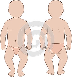Baby figure. Front and back. Newborn body silhouette. photo