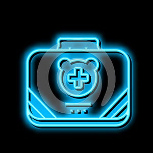 baby first aid kit neon glow icon illustration