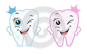 Baby first tooth for boys and girls. Tooth part vector