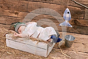 Baby fisherman sleeping.