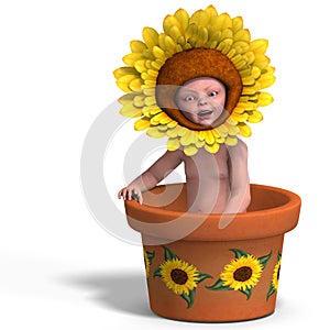 Baby in flower pot