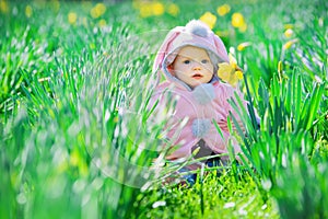 Baby and flowers