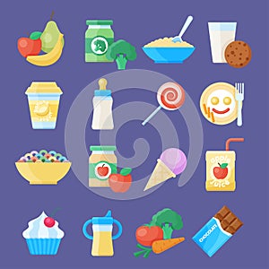 Baby food icon set