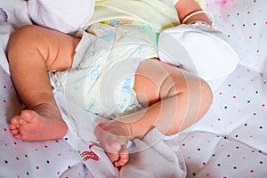 Baby foot on bed