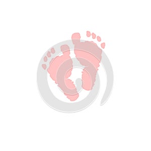 Baby foot icon vector illustration. Soft pink colored baby girl feet icon isolated