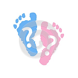 Baby foot prints. Baby girl baby boy. Twin baby symbol. Baby gender reveal symbol