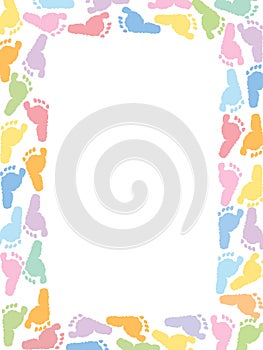 Baby foot prints pastel coloured vector illustration