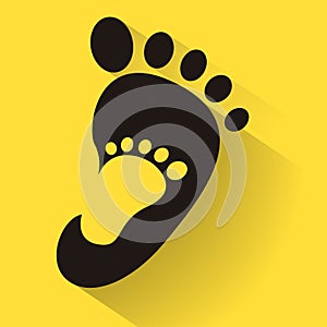 Baby footprint in adult foot icon. Kids shoes store icon. Family sign. Parent and child symbol. Adoption emblem. Charity campaign.