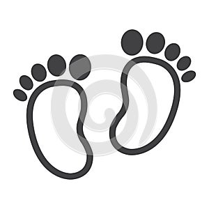 Baby footprint line icon, foot silhouette