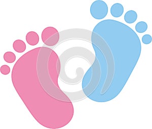 Baby footprint pink and blue photo