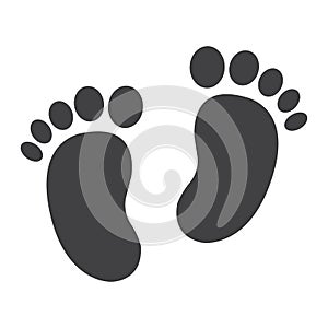 Baby footprint solid icon, foot silhouette