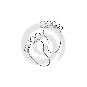 Baby footprint vector icon symbol child isolated on white background