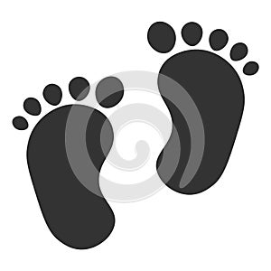 Baby footprints template in black with flat design so it looks simpler
