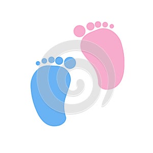 Baby footprints twin baby girl and boy photo