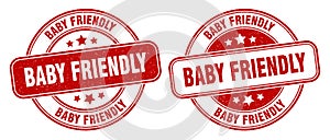 Baby friendly stamp. baby friendly label. round grunge sign