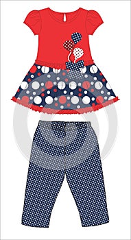 baby frocks with leggings dots print vector