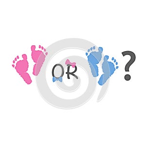 Baby gender reveal. Pink and blue baby foot prints