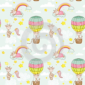 Baby Giraffe Background. Seamless Pattern