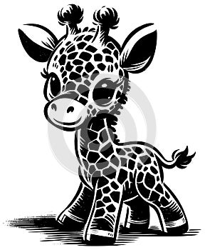 Baby Giraffe Linocut
