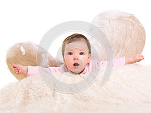 Baby girl angel with feather white wings