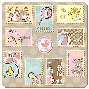 Baby girl announcement card