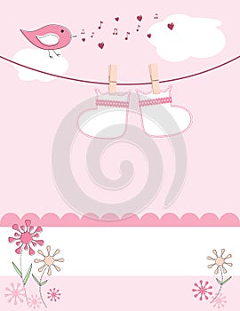 Baby girl arrival announcement card