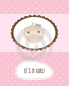 Baby girl arrival announcement retro card