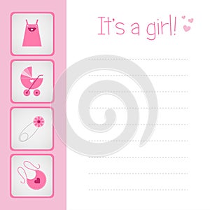 Baby girl arrival card photo