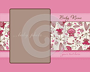 Baby Girl Arrival Card with Frame