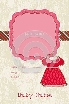 Baby Girl Arrival Card with Photo Frame