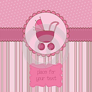 Baby Girl Arrival Card with Photo Frame