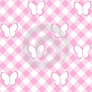 Baby girl background with tablecloth and butterflies