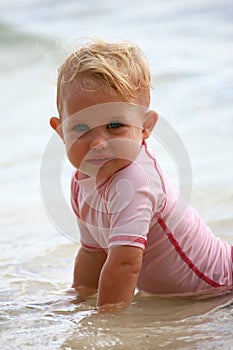 Baby girl at beach