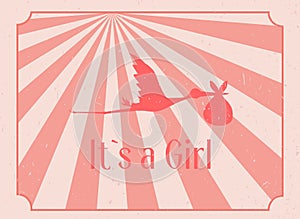 Baby girl birth greeting card.