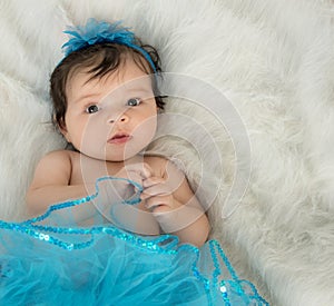 Baby girl in blue tutu