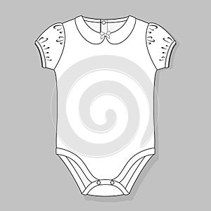 Baby girl bodysuit flat sketch