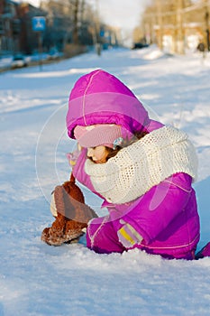 Baby girl bogged down in deep snow