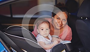 Baby girl in car seat