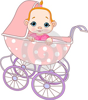 Baby girl in carriage