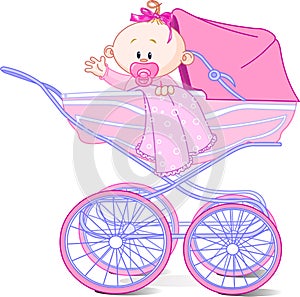 Baby girl in carriage