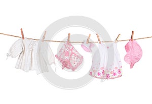 Baby Girl Clothing Hanging on a Clothesline