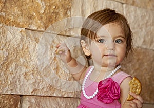 Baby Girl With Cracker photo
