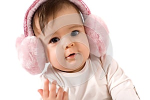 Baby girl with ear warmer