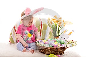 Baby girl with Easter basket