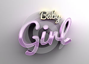 Baby girl - gold and pink 3D quality render on the background wi
