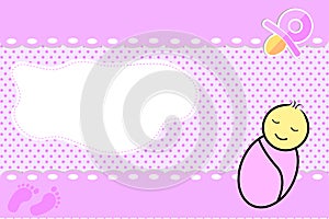 Baby Girl Greeting Card white abstract shape to add your text