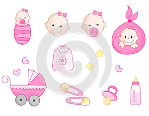 Baby girl icon set