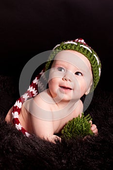 Baby girl in knitted hat